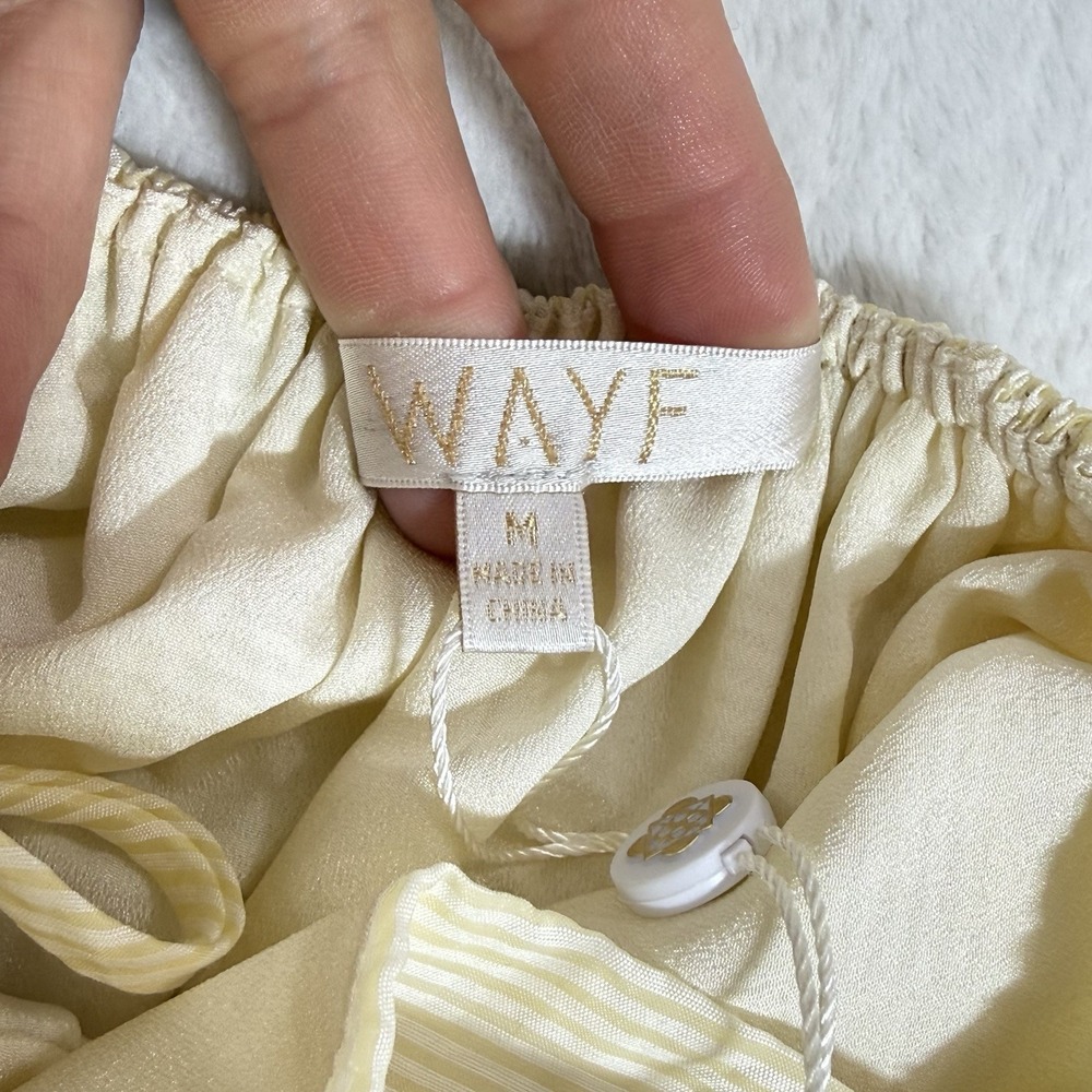 NWT Wayf Lucca Prairie Style Midi Dress Sz M Puff Sleeve Cutout Back Yellow Boho - Picture 7 of 13